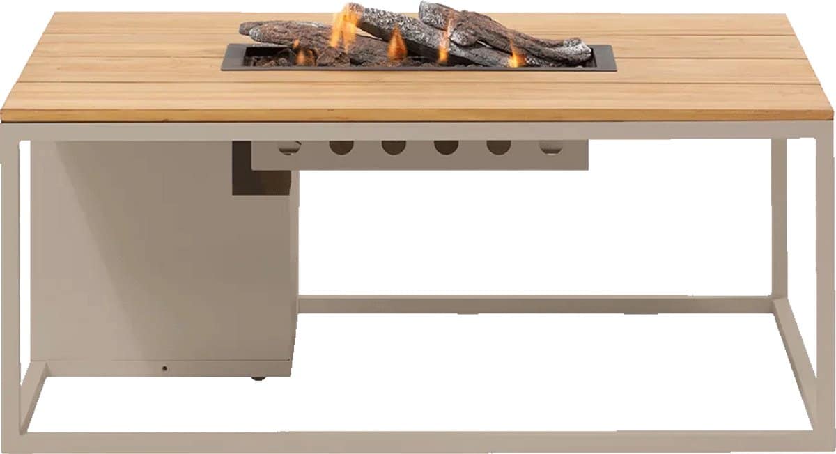 cosi cosiloft 120 vuurtafel sandy beige frame / teak top