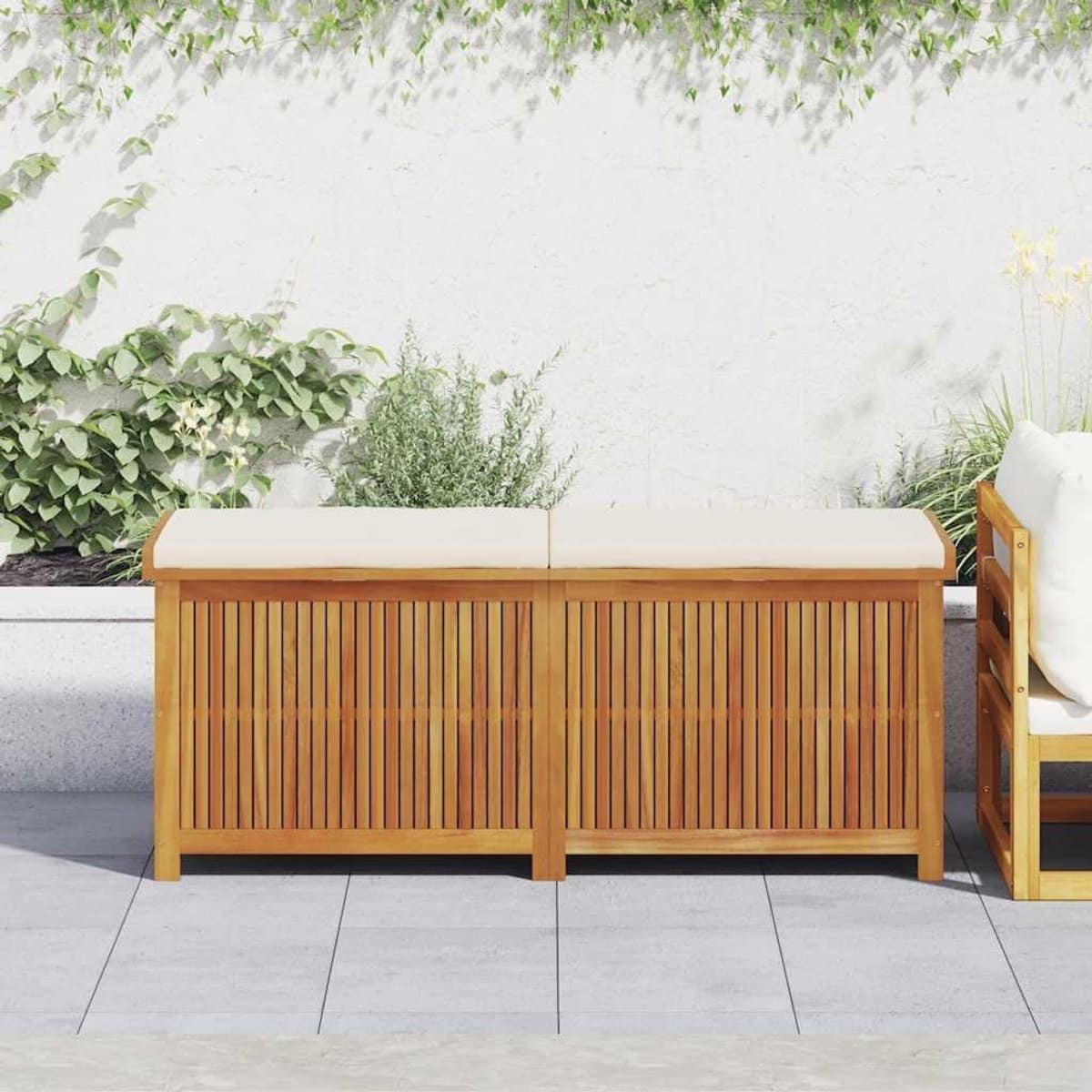 cushion box 150x50x60.5cm van massief acaciahout opbergdoos voor kussens