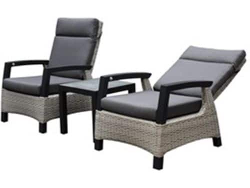 Dallas lounge balkonset 3 delig verstelbaar grijs