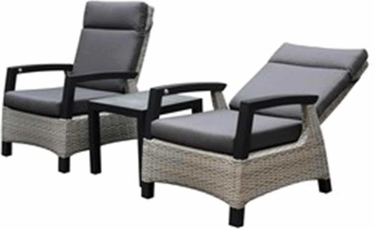 dallas lounge balkonset 3 delig verstelbaar grijs