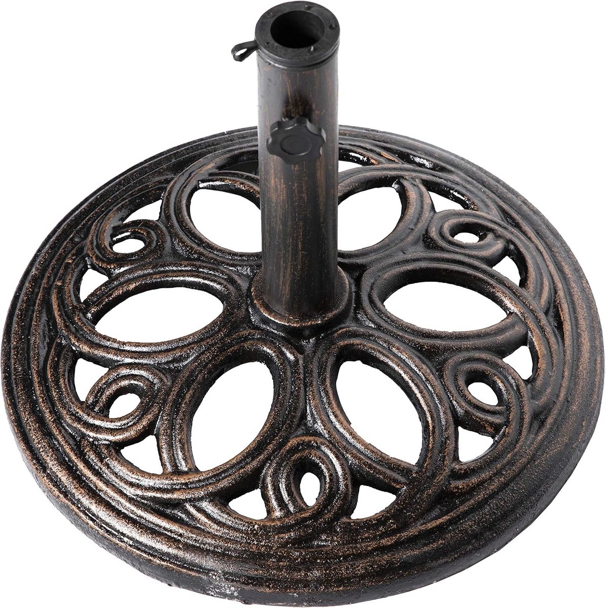 decoratieve gietijzeren parasolvoet zwaar 11 kg rond brons
