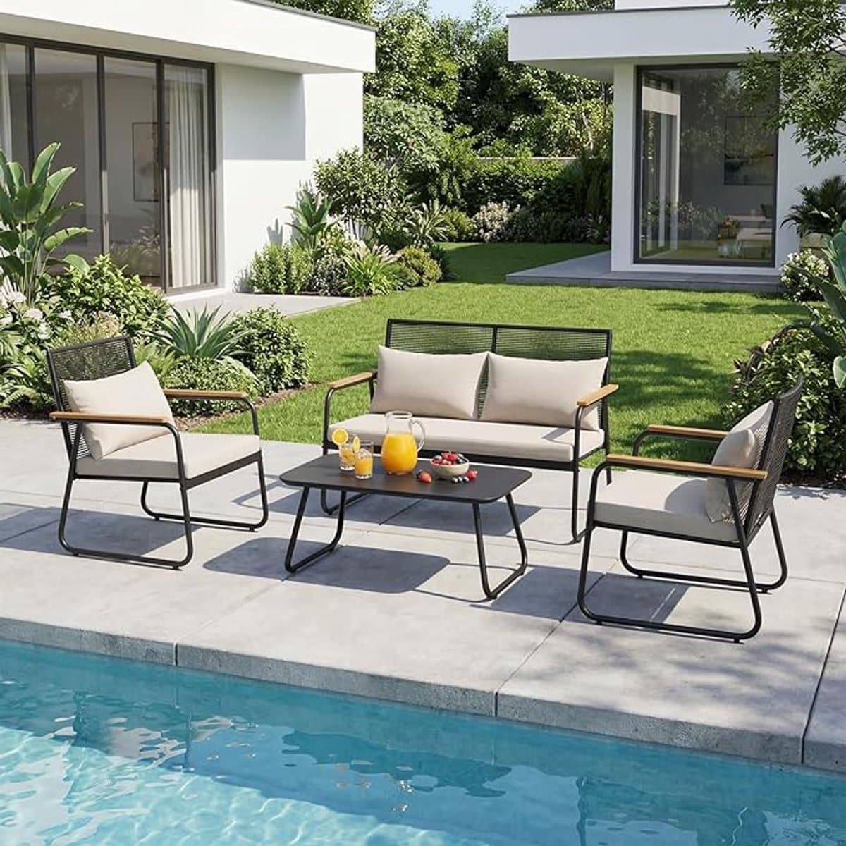 delige polyrattan loungeset tuinmeubelset voor 3 4 personen met bank