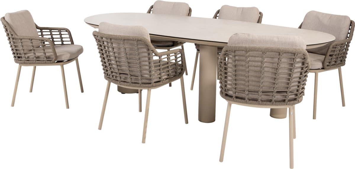 denia puglia dining tuinset 240x105xh75 cm 7 delig keramiek latte