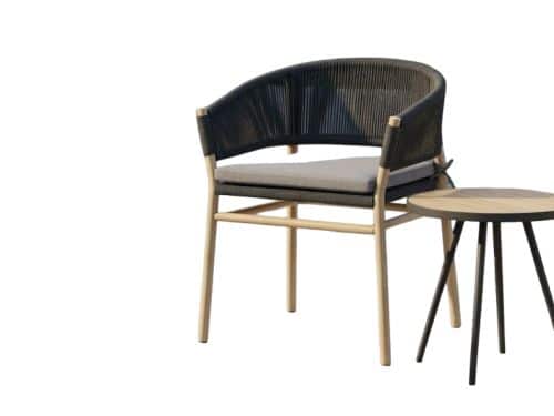 Denver dining chair anthracite alu/rope anthracite/acacia teak look Eurofar - Eurofar