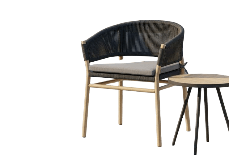 denver dining chair anthracite alu/rope anthracite/acacia teak look eurofar eurofar