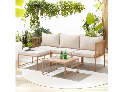 Detroit Luxe Modulaire Polyrotan Tuin Loungeset 3-in-1 Hoekbank met Chaise