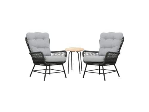 Dex/Pablo lounge balkonset 2 personen | touw + aluminium | Stone Grey | 3-delig