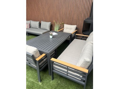 Diningset Blakes 7-Persoons Tuinset Antraciet Aluminium/Hout - 06260A