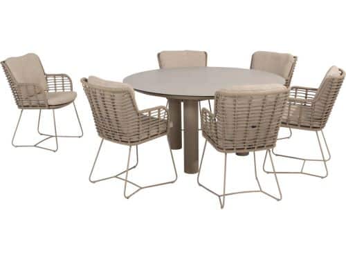 Donato Fabrice dining tuinset 7 delig 160 cm rond keramiek