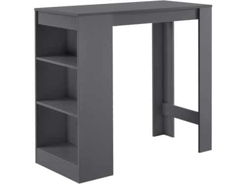 Donkergrijze Bartafel met 3 Planken 110x50x103 cm