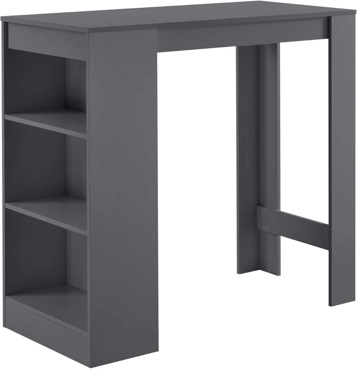 donkergrijze bartafel met 3 planken 110x50x103 cm