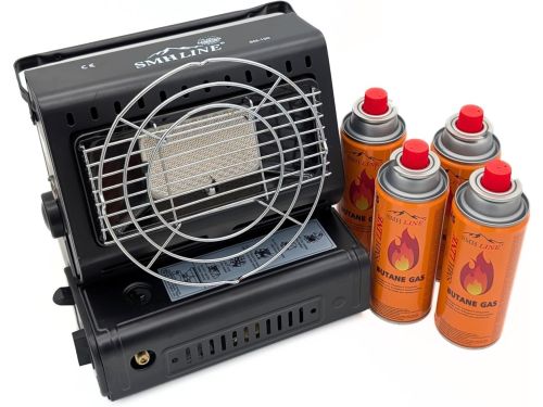 Draagbare Gaskachel met 4 Gasbussen - Compacte Terrasverwarmer - Verstelbare