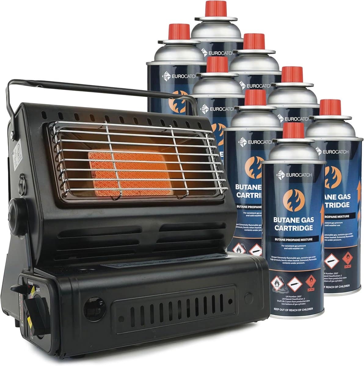 draagbare gaskachel met 8 gasbussen verstelbare terrasverwarmer voor buiten