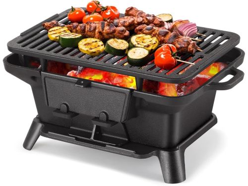 Draagbare Gietijzeren Mini Houtskool BBQ voor Camping en Buiten