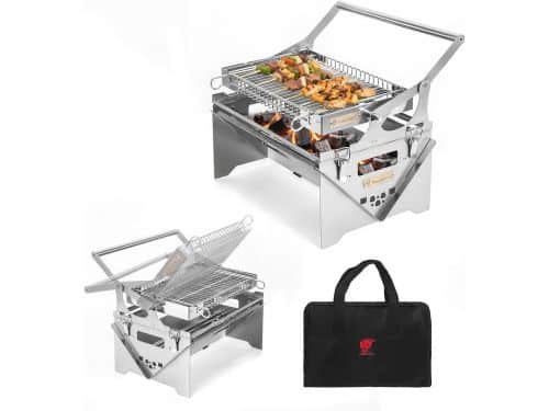 Draagbare Houtskool Grill 360° Roterende Barbecue voor Kamperen