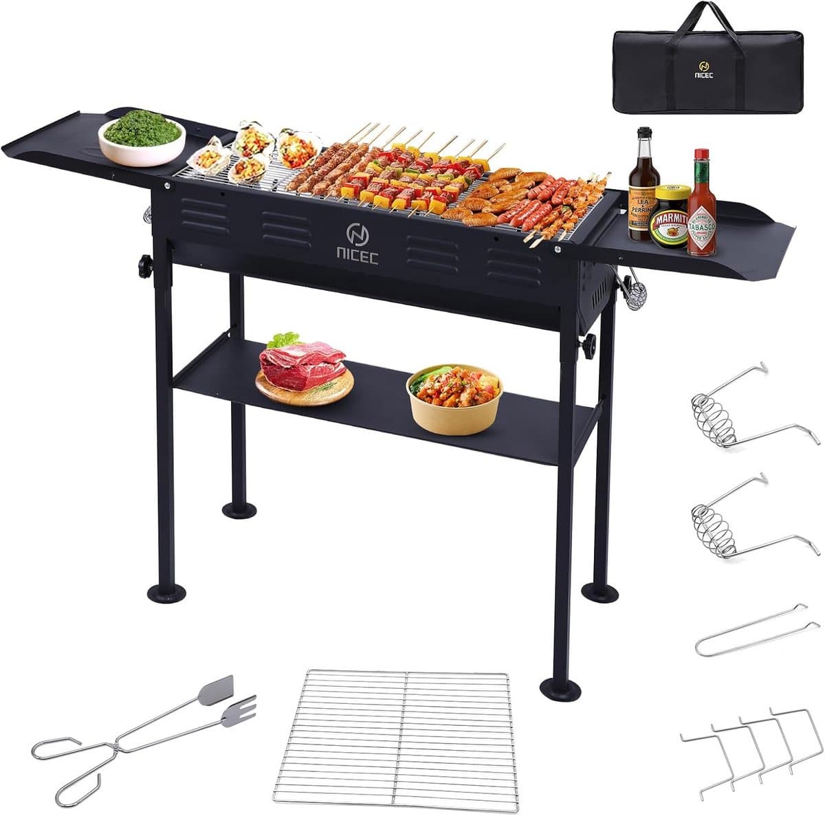 draagbare houtskoolbarbecue inklapbaar bbq rooster voor camping en picknick