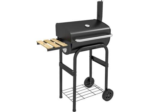 Draagbare Houtskoolbarbecue Trolley met Wielen en Deksel voor Buiten