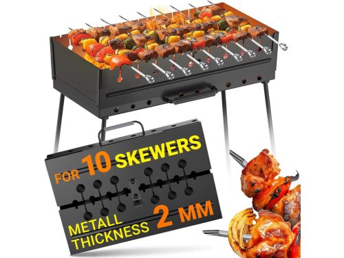Draagbare Houtskoolgrill voor 10 Spiesjes - Opvouwbare BBQ voor Outdoor