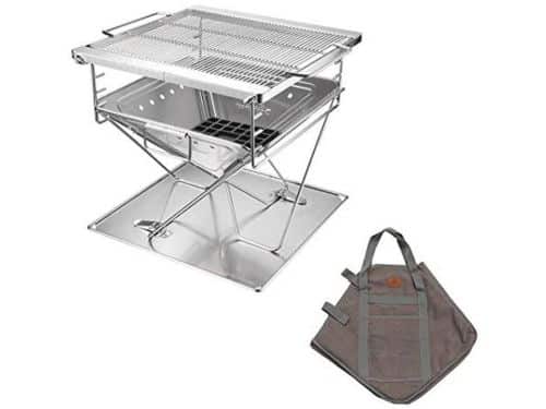 Draagbare roestvrijstalen 3-in-1 grill en vuurplaats voor buitengebruik