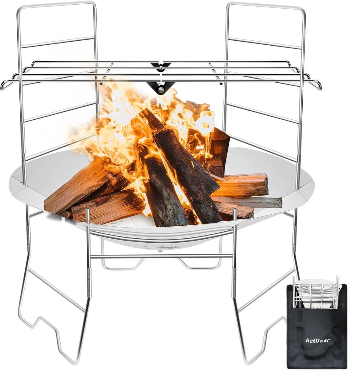 Draagbare Vuurplaats Buiten met Grillrooster – Opvouwbaar en Compact