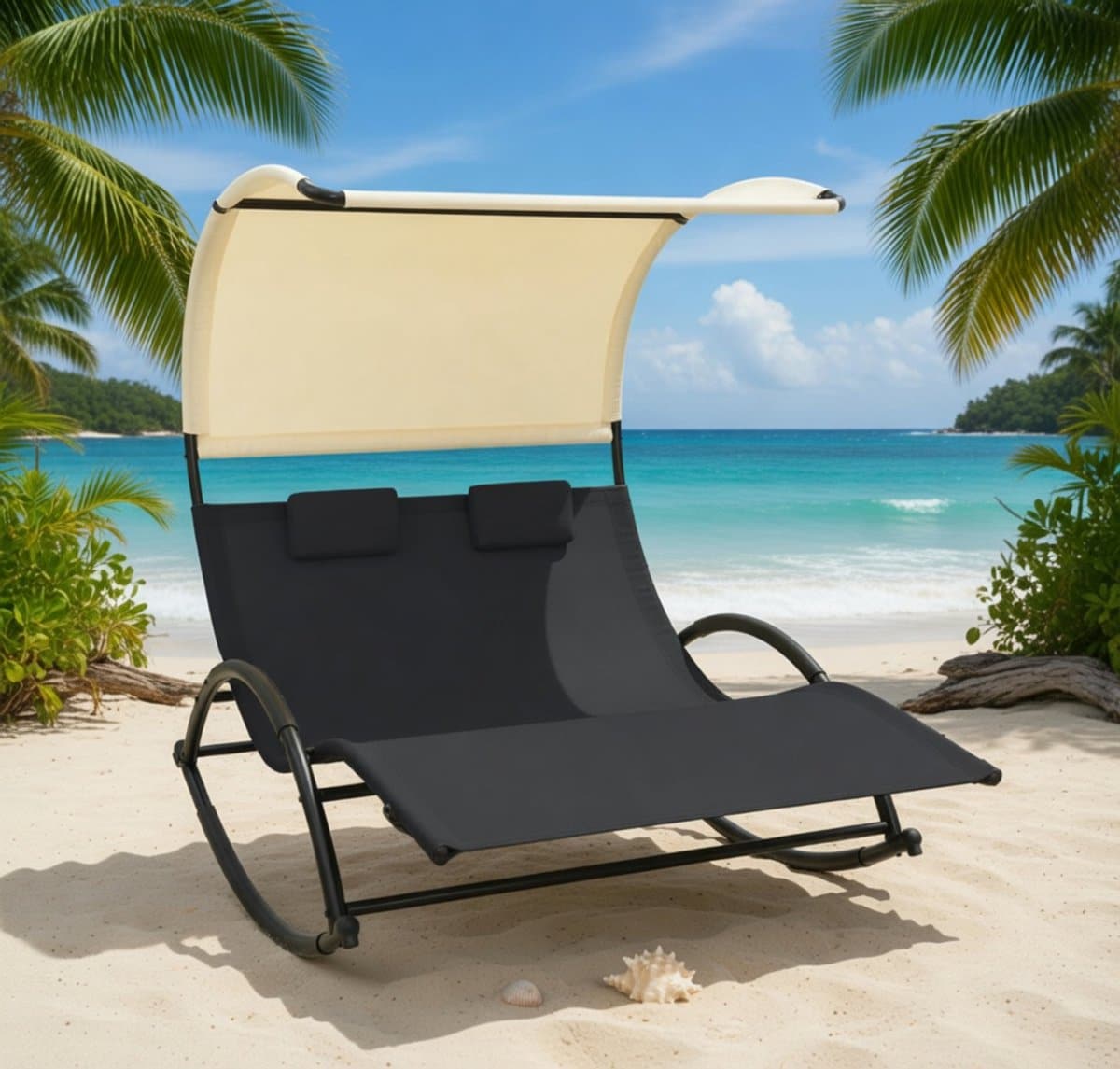 dubbel ligbed met zonnedak 200 x 173 x 135 cm