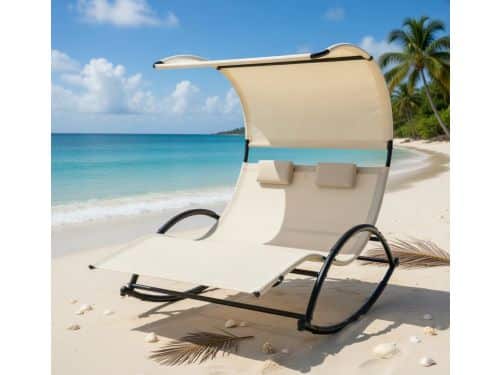 Dubbel zonnebed met zonnedak 180 x 139 x 170 cm