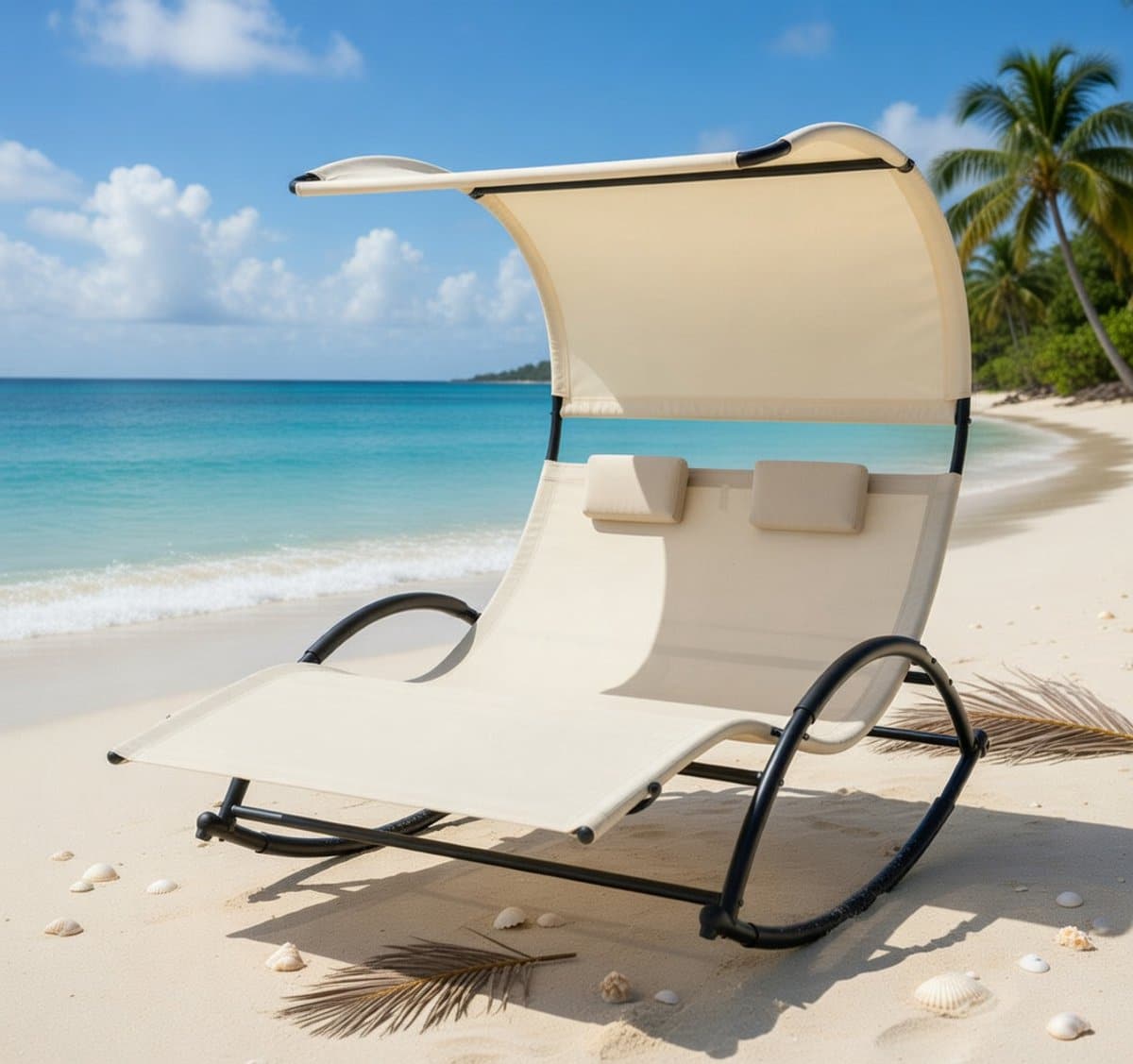 dubbel zonnebed met zonnedak 180 x 139 x 170 cm