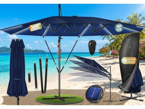 Dubbele Ampelschirm 460 x 270 cm XL, 360° Draaibaar &