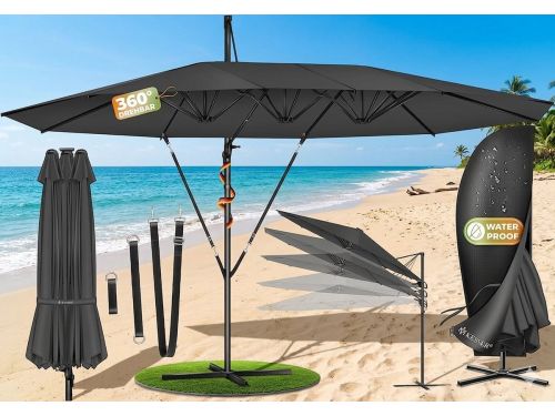 Dubbele Ampelschirm 460 x 270 cm XL, 360° Draaibaar &