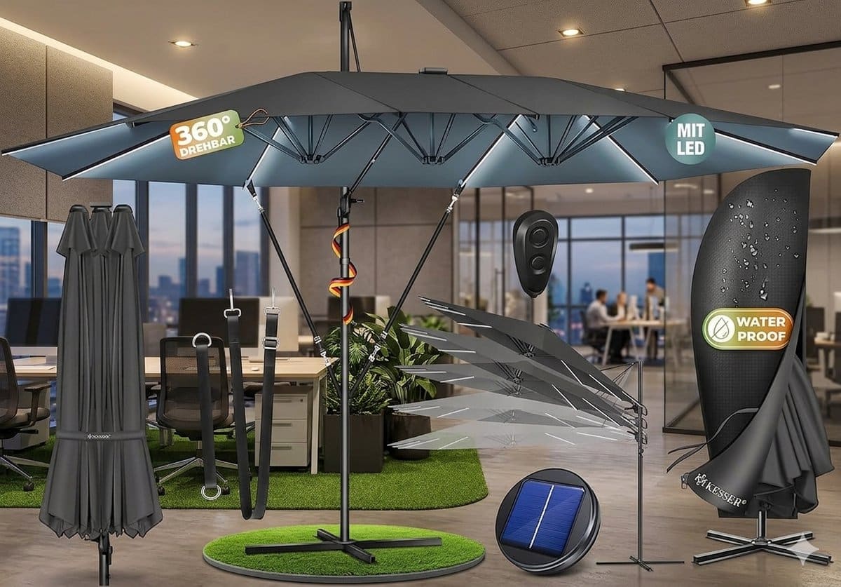 dubbele ampelschirm 460 x 270 cm xl, 360° draaibaar &