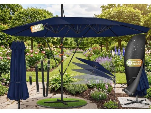 Dubbele Ampelschirm 460 x 270 cm XL, 360° Draaibaar &