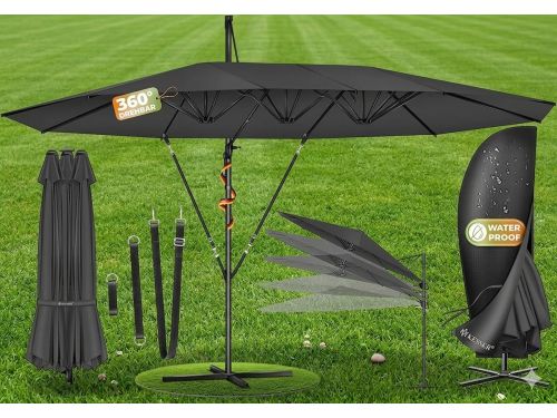 Dubbele Ampelschirm 460 x 270 cm XXL, 360° Draaibaar &