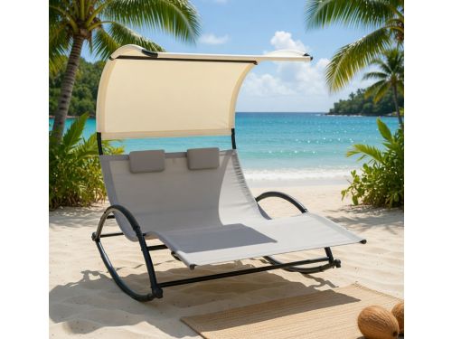 Dubbele Ligstoel met Zonnedak 180x139x170 cm - Luxe Tuin Ligbed
