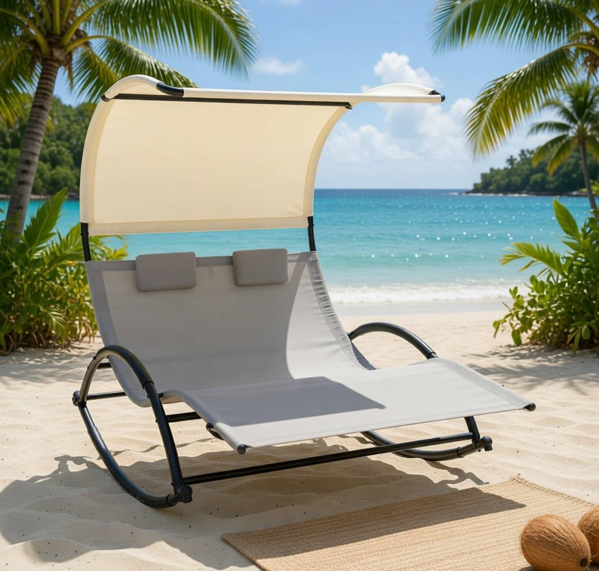 dubbele ligstoel met zonnedak 180x139x170 cm luxe tuin ligbed