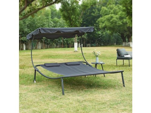 Dubbele Ligstoel voor 2 Personen met Zonnedak - Weerbestendig Ligbed