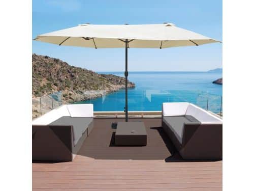 Dubbele Parasol L460 x B270 x H240cm Crème met Parasolvoet