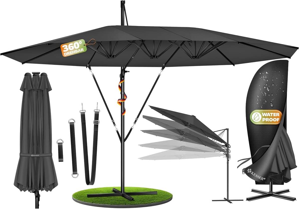 dubbele parasol zweefparasol scherm grote schaduw creëren