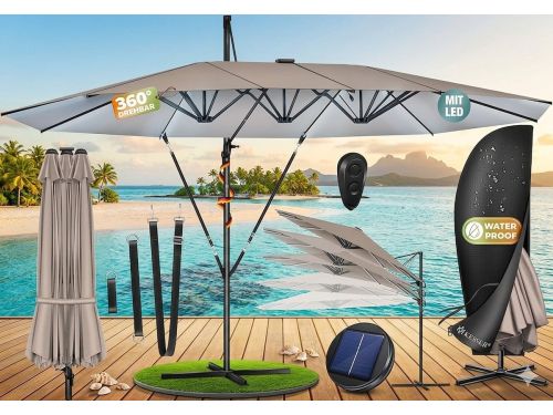 Dubbele Zweefparasol 460 x 270 cm XXL - 360° Draaibaar