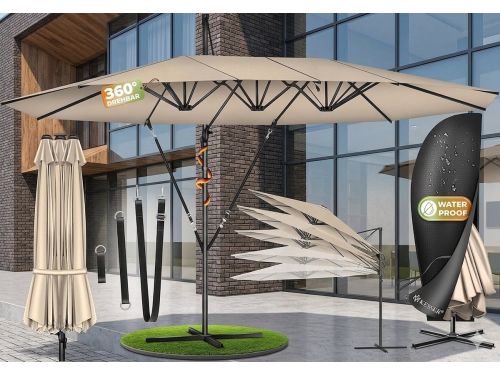 Dubbele Zweefparasol 460 x 270 cm XXL - 360° Draaibaar