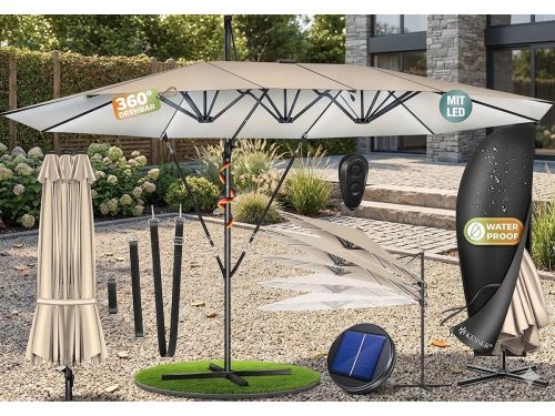 Dubbele Zweefparasol 460 x 270 cm XXL - 360° Draaibaar