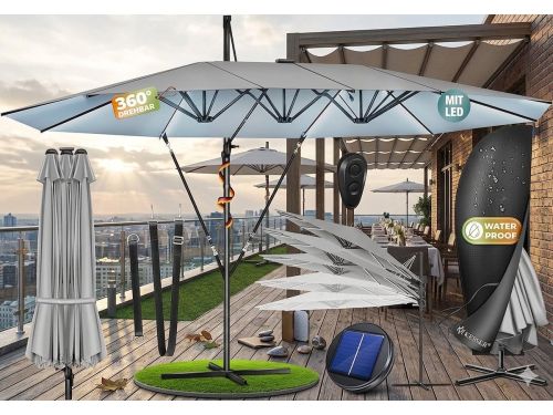 Dubbele Zweefparasol 460 x 270 cm XXL - 360° Draaibaar