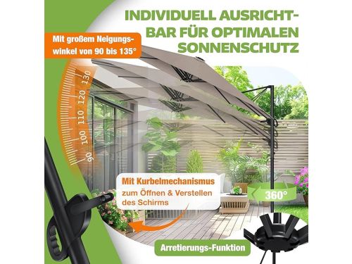 Dubbele zweefparasol 460 x 270 x 243 cm