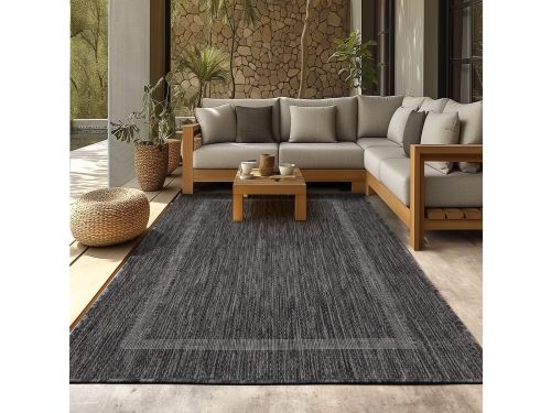 Effen Zwart Buitenkleed 200x290 cm - Duurzaam Vloerkleed voor Tuin