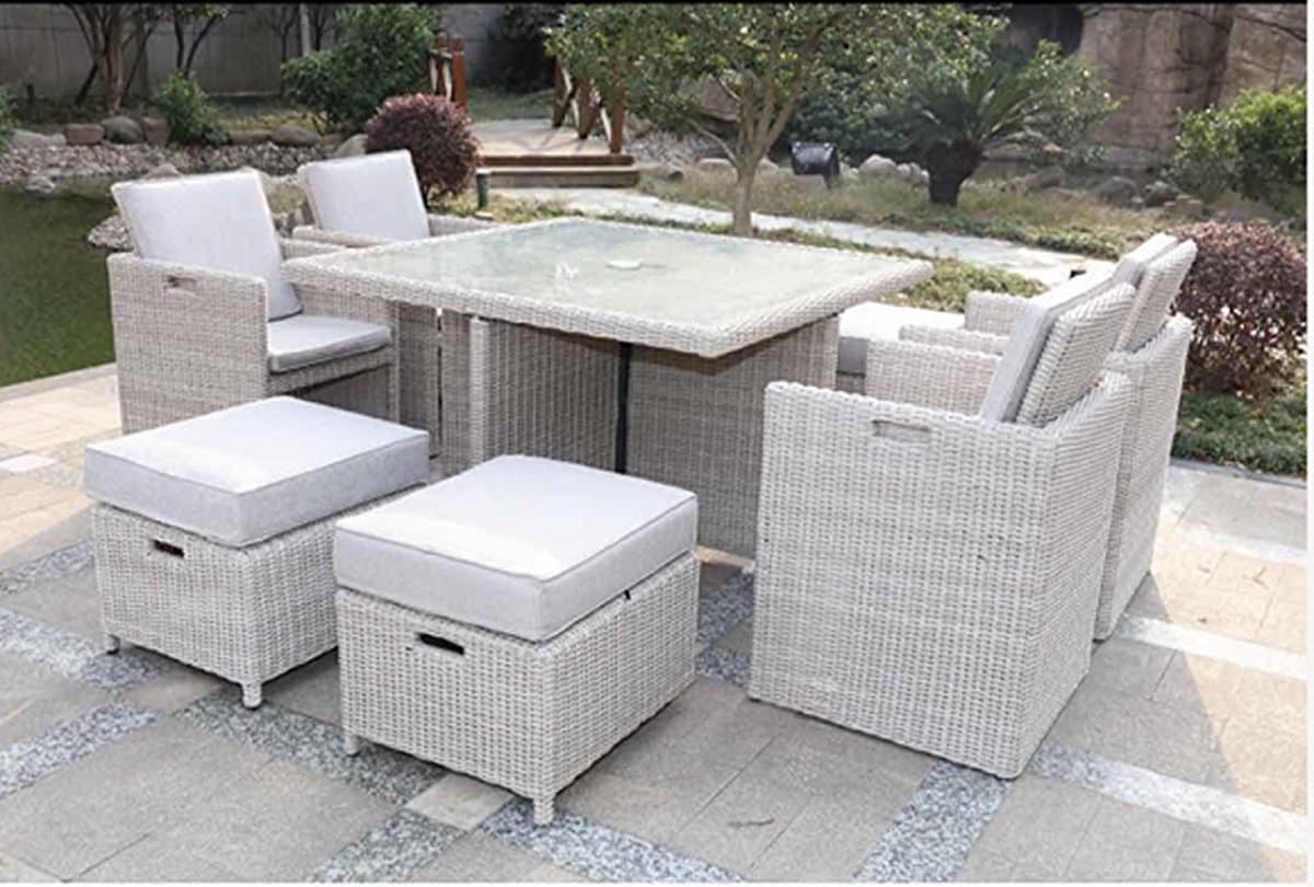 elegante diningset 9 delig donkerbruin wicker