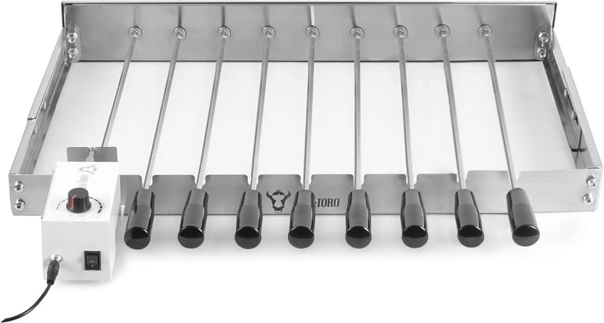 elektrische draaispit voor bbq met 9 spiesen en verstelbaar frame