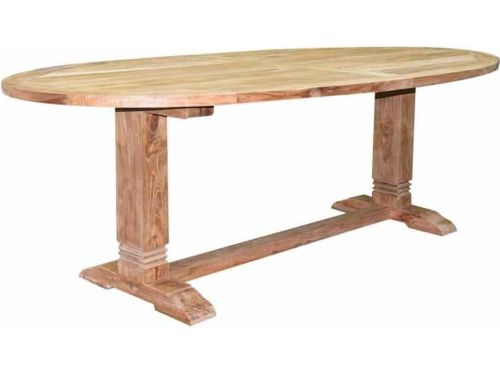 Ellips dining tuintafel 240x120xH77 cm teak 14x12 poot