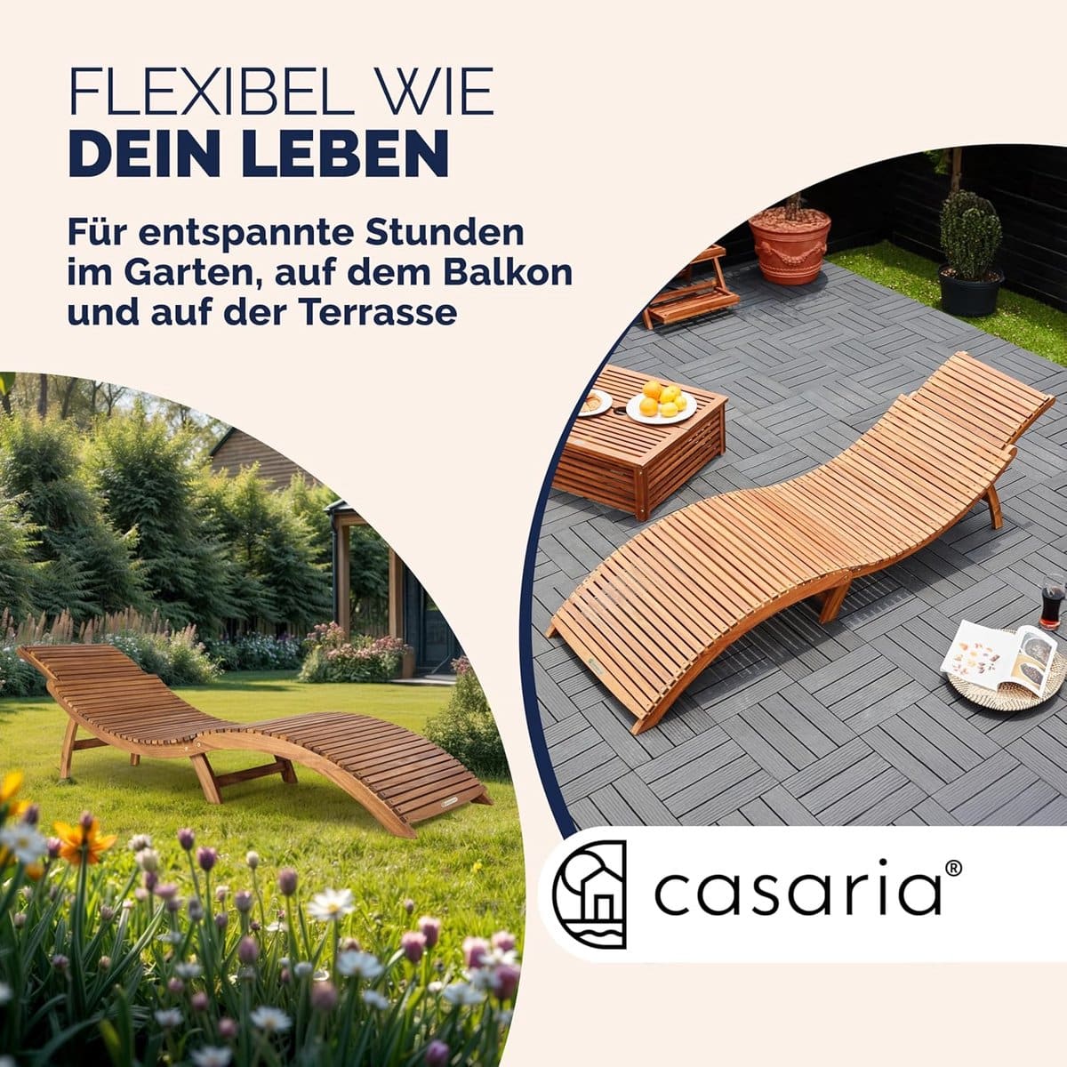 ergonomische ligstoel set van 2 opvouwbaar houten tuin ligbed