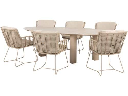 Estate Fabrice dining tuinset 240x105xH75 cm 7 delig keramiek latte