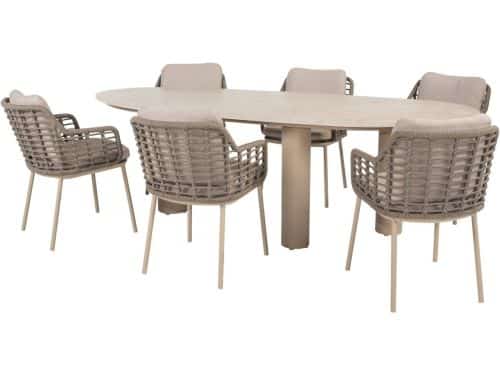 Estate Puglia dining tuinset 240x105xH75 cm 7 delig keramiek latte