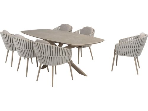 Eva Prado dining tuinset 240x105xH75 cm 7 delig latte met